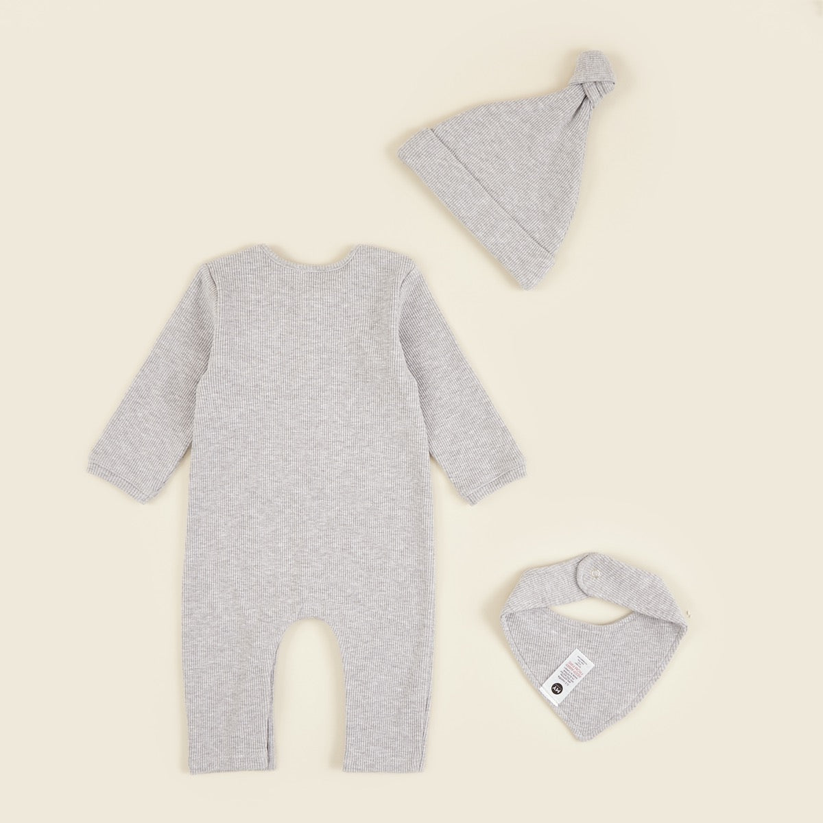 Personalised Grey Ribbed Jersey Outfit Set (3 piece)