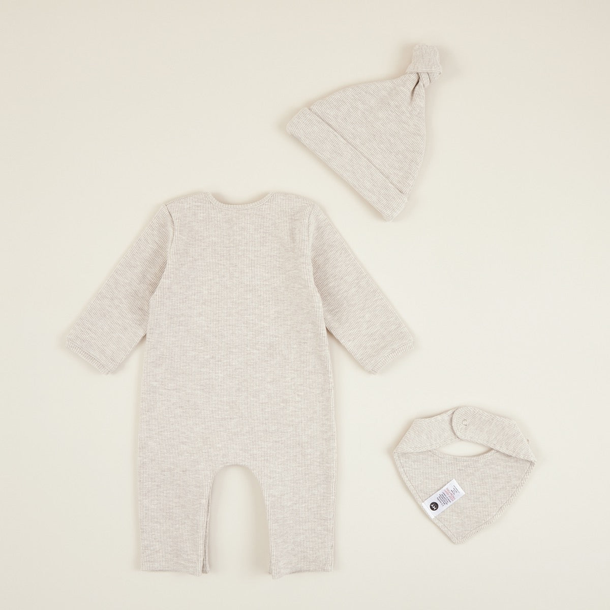Personalised Oatmeal Ribbed Jersey Outfit Set (3 piece)