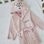 Personalised Pink Leopard Face Fleece Robe 