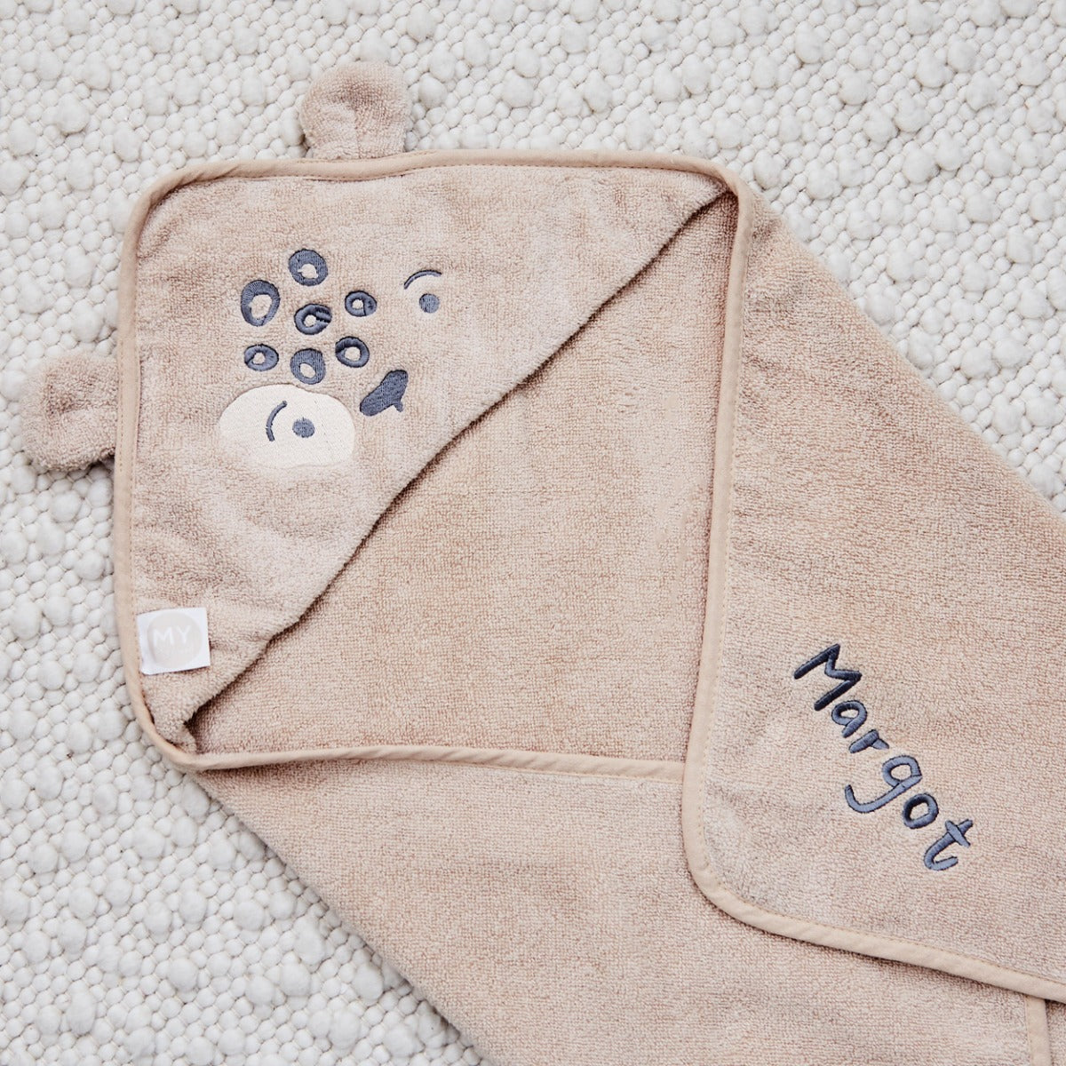 Personalised Oatmeal Leopard Hooded Towel