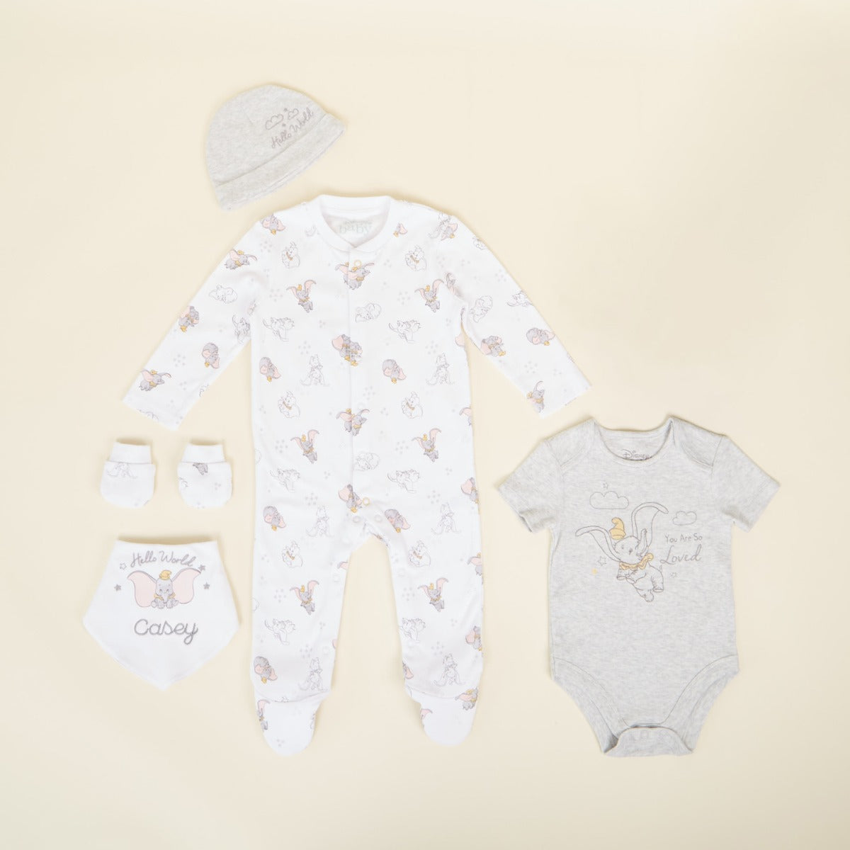 Personalised Disney Dumbo Complete Baby Outfit Set (5 piece)