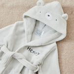 Personalised Grey Bear Fleece Robe 
