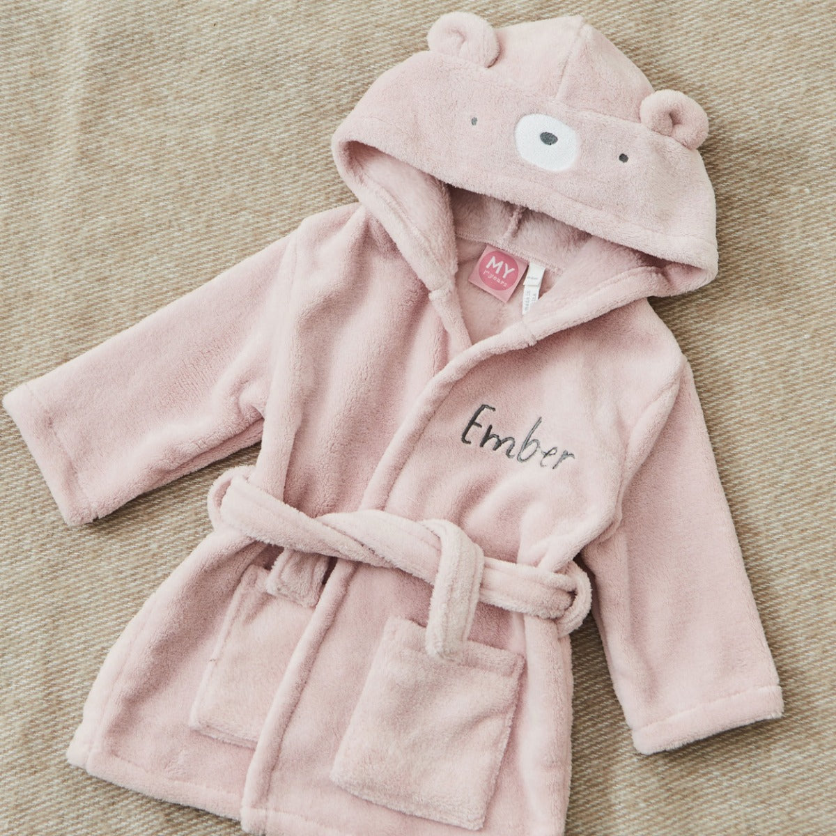 Personalised Pink Bear Fleece Robe 