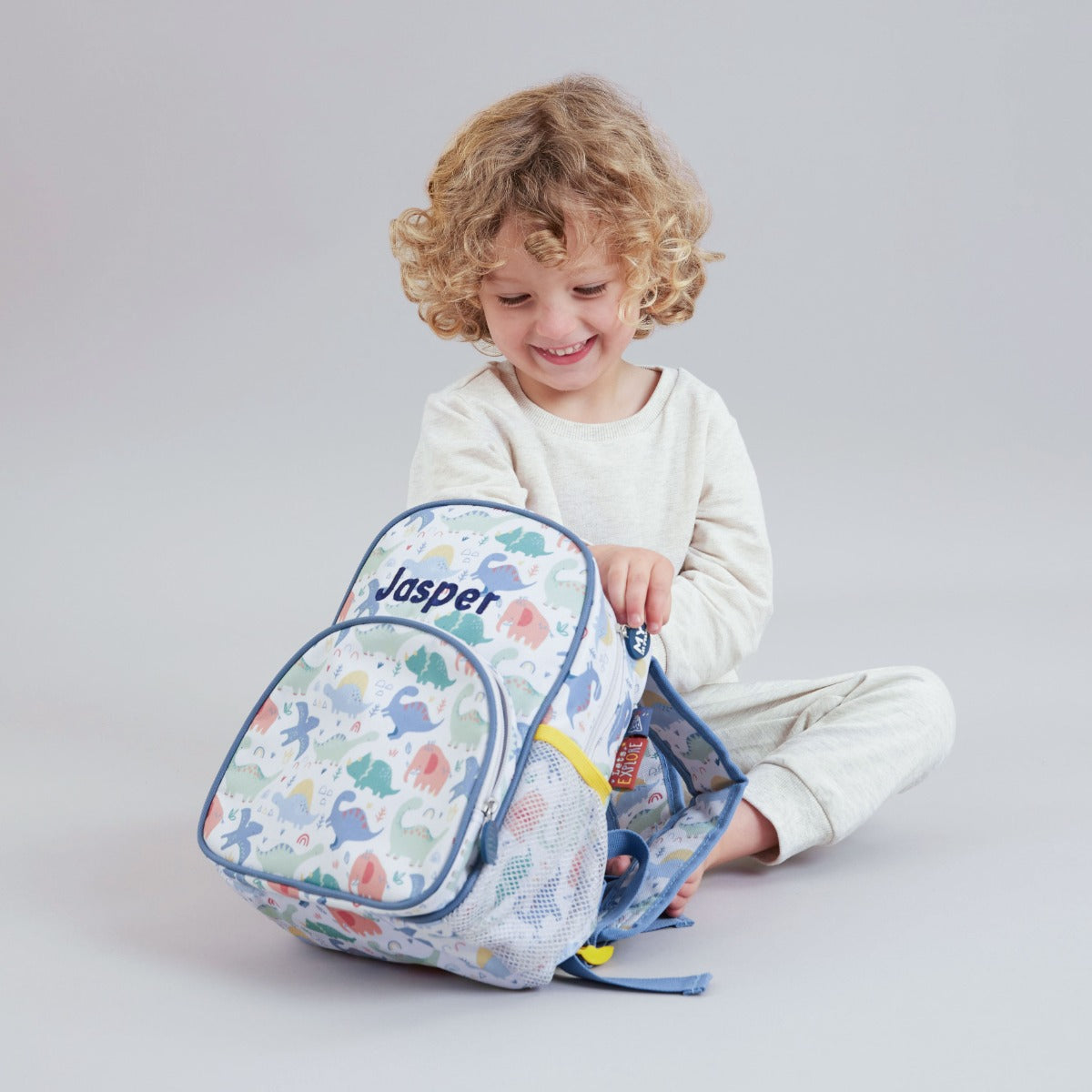 Personalised Colourful Dinosaur Print Mini Backpack