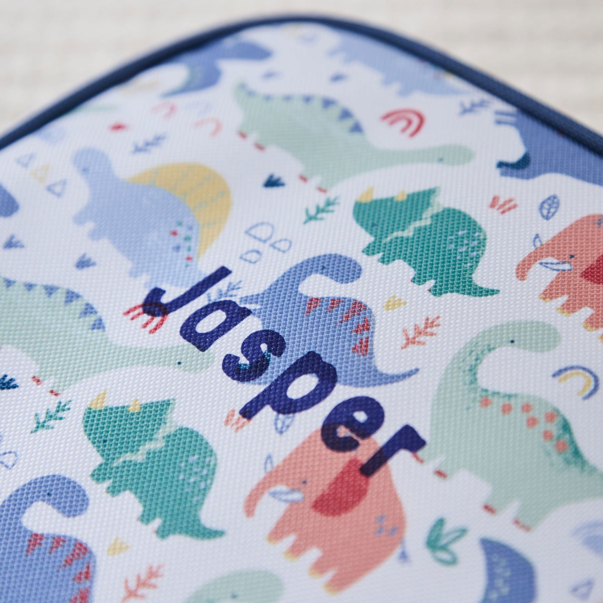 Personalised Colourful Dinosaur Print Lunch Bag