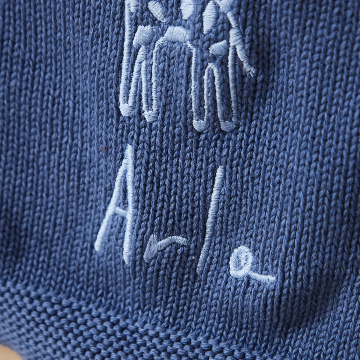 Personalised Giraffe Mid Blue Baby Shawl 