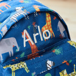 Personalised Navy Safari Print Classic Mini Backpack