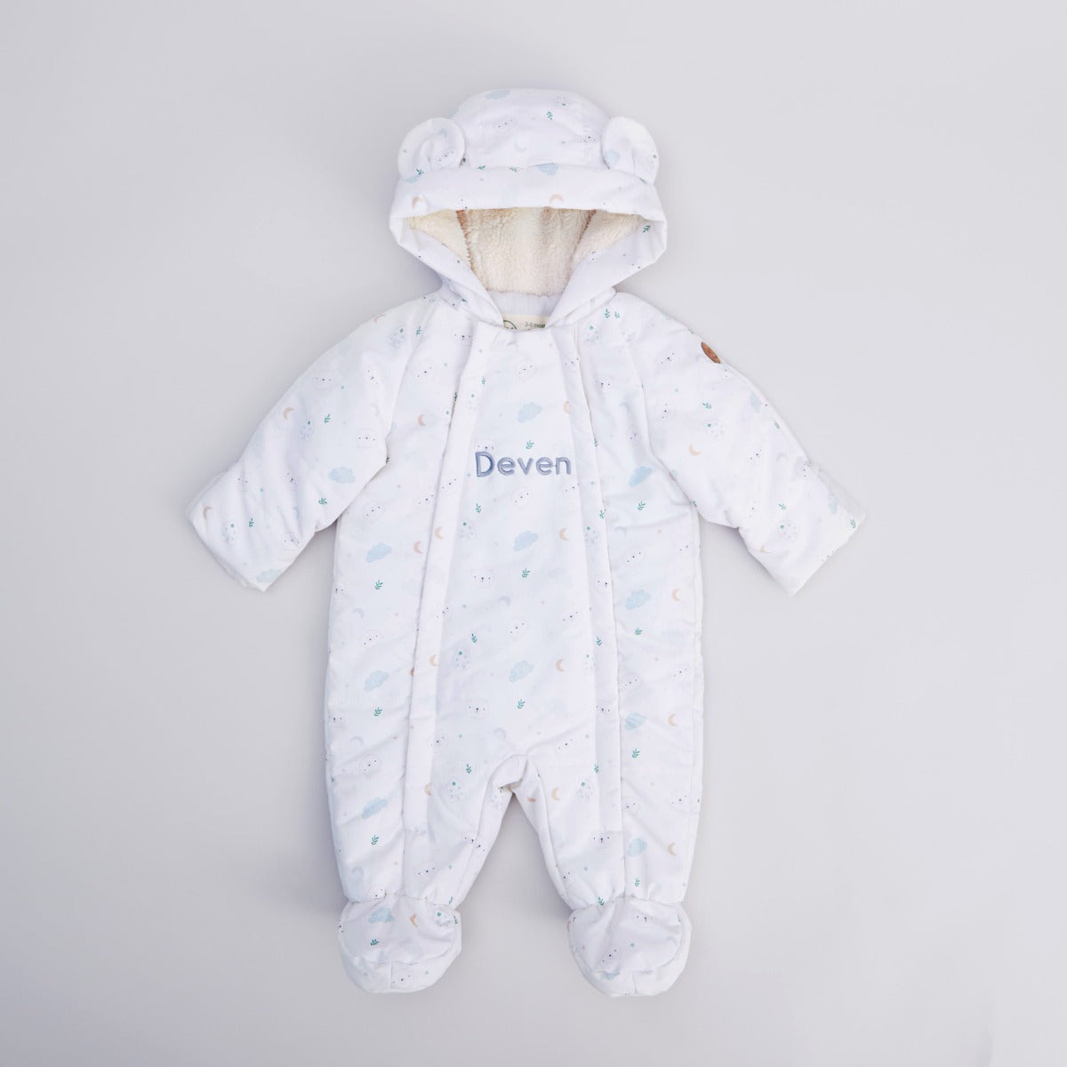 Personalised Ivory Little Bear Snowsuit