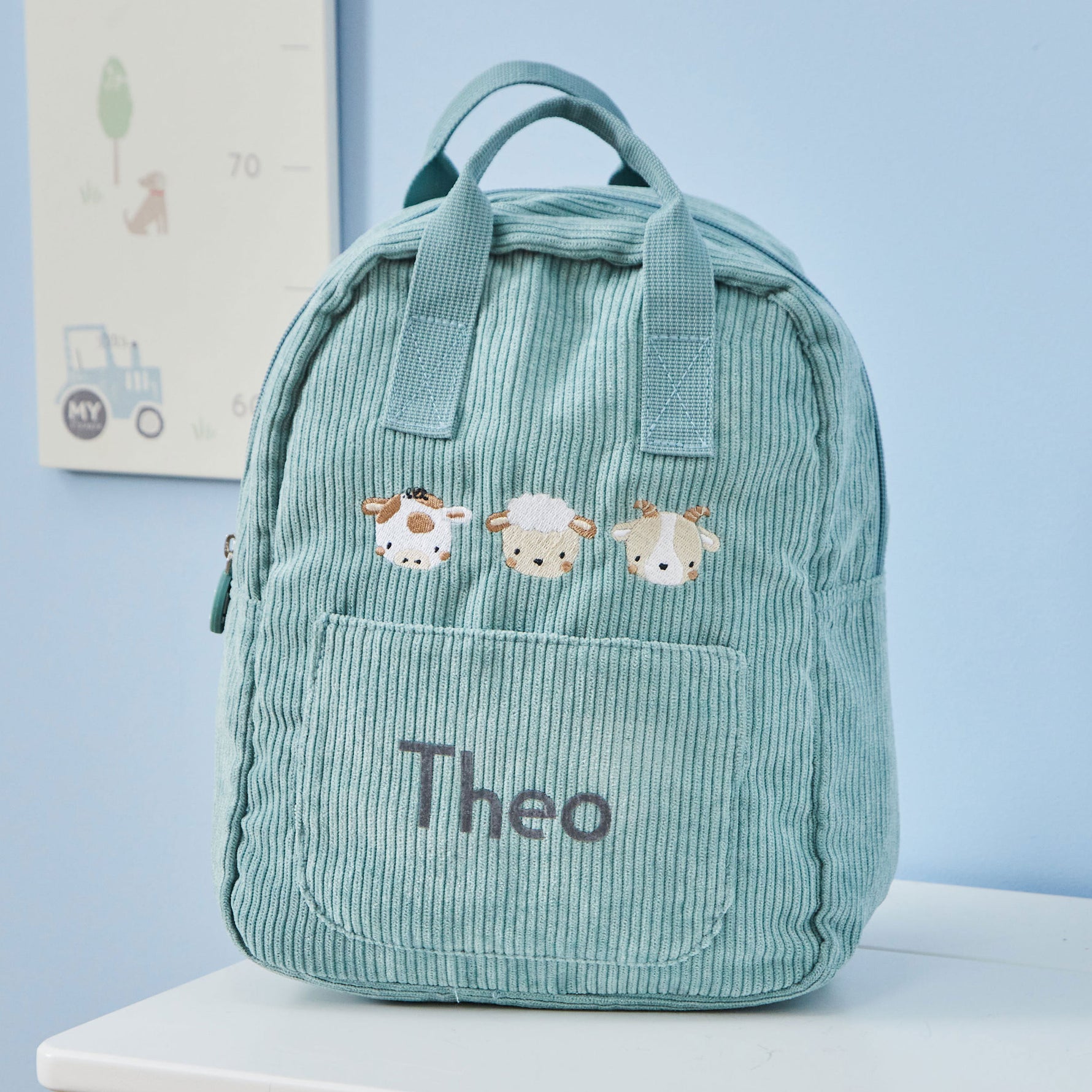 Personalised Sage Fun On The Farm Cord Mini Backpack