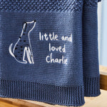 Personalised Dalmatian Mid Blue Knitted Shawl 