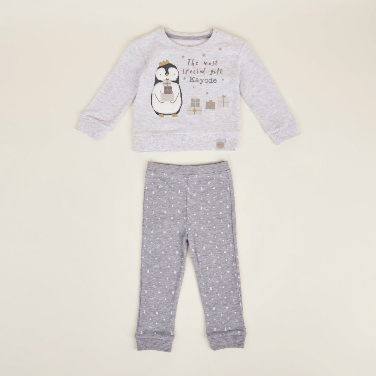 Personalised Christmas Penguin Pyjama Set