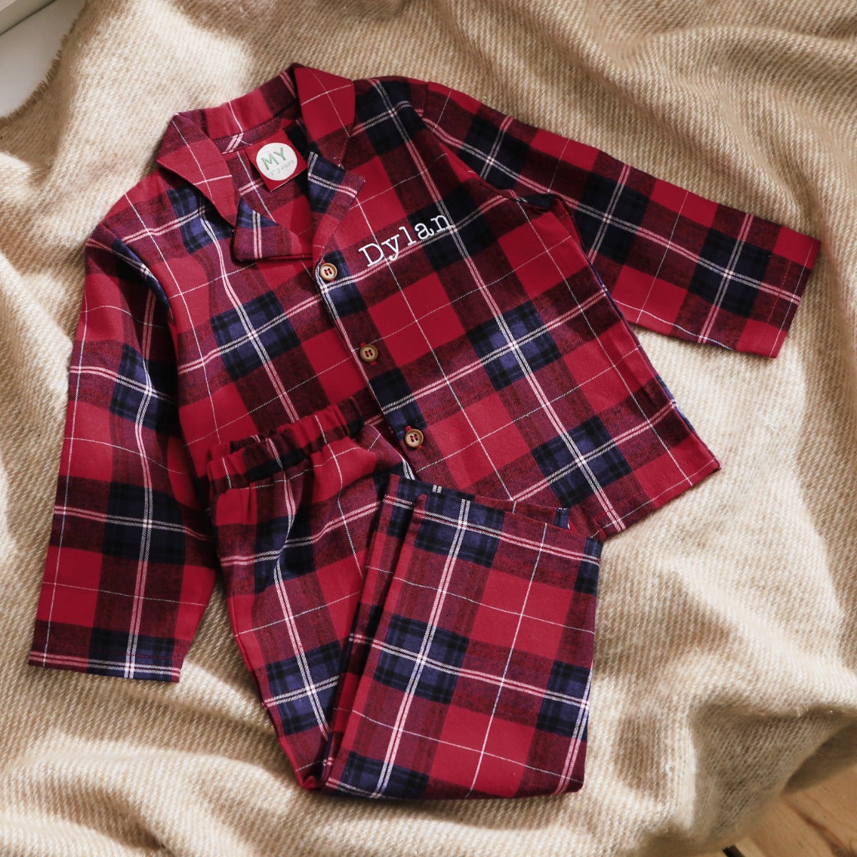 Personalised Traditional Red Checkered Pyjamas