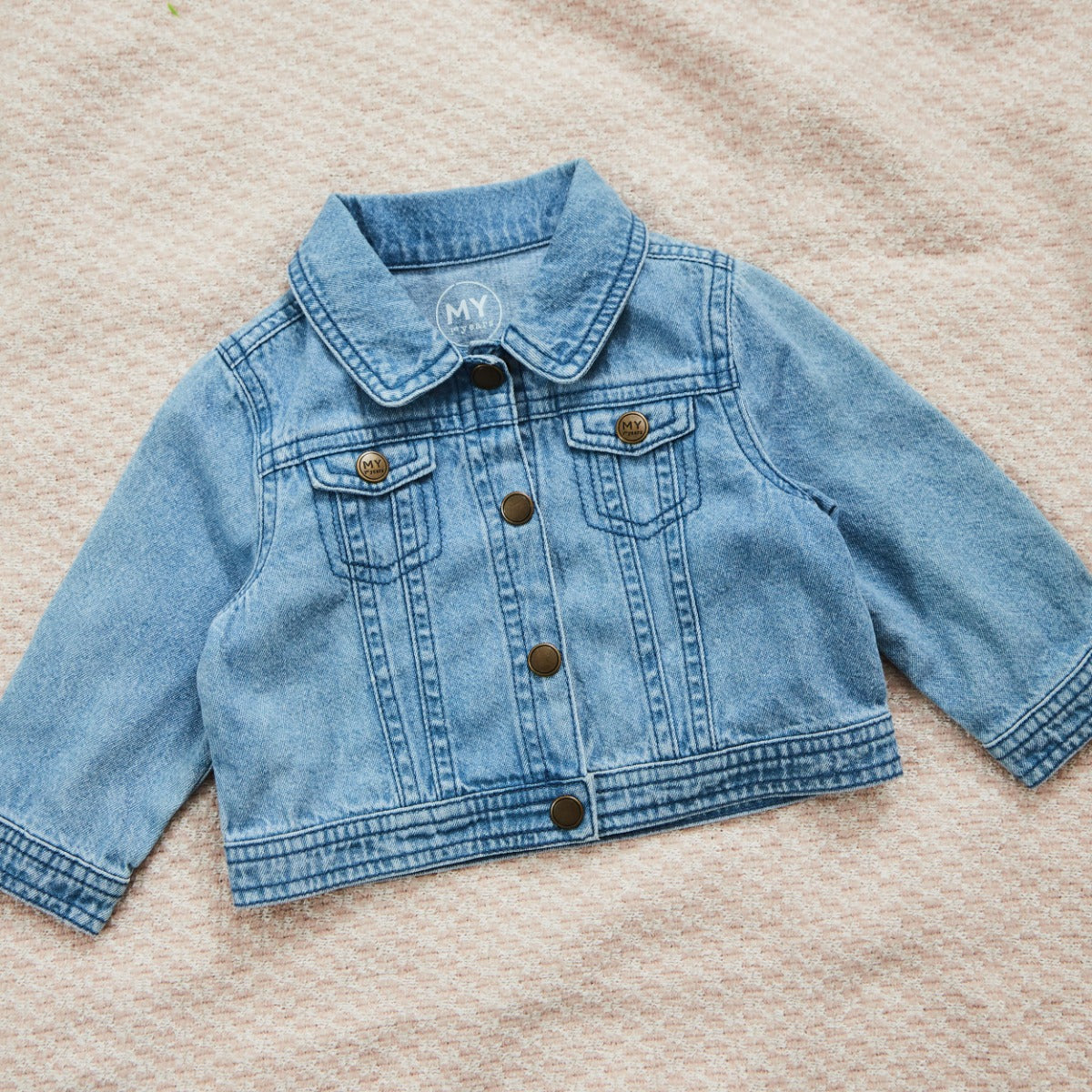 Personalised Pink Name Blue Denim Jacket 