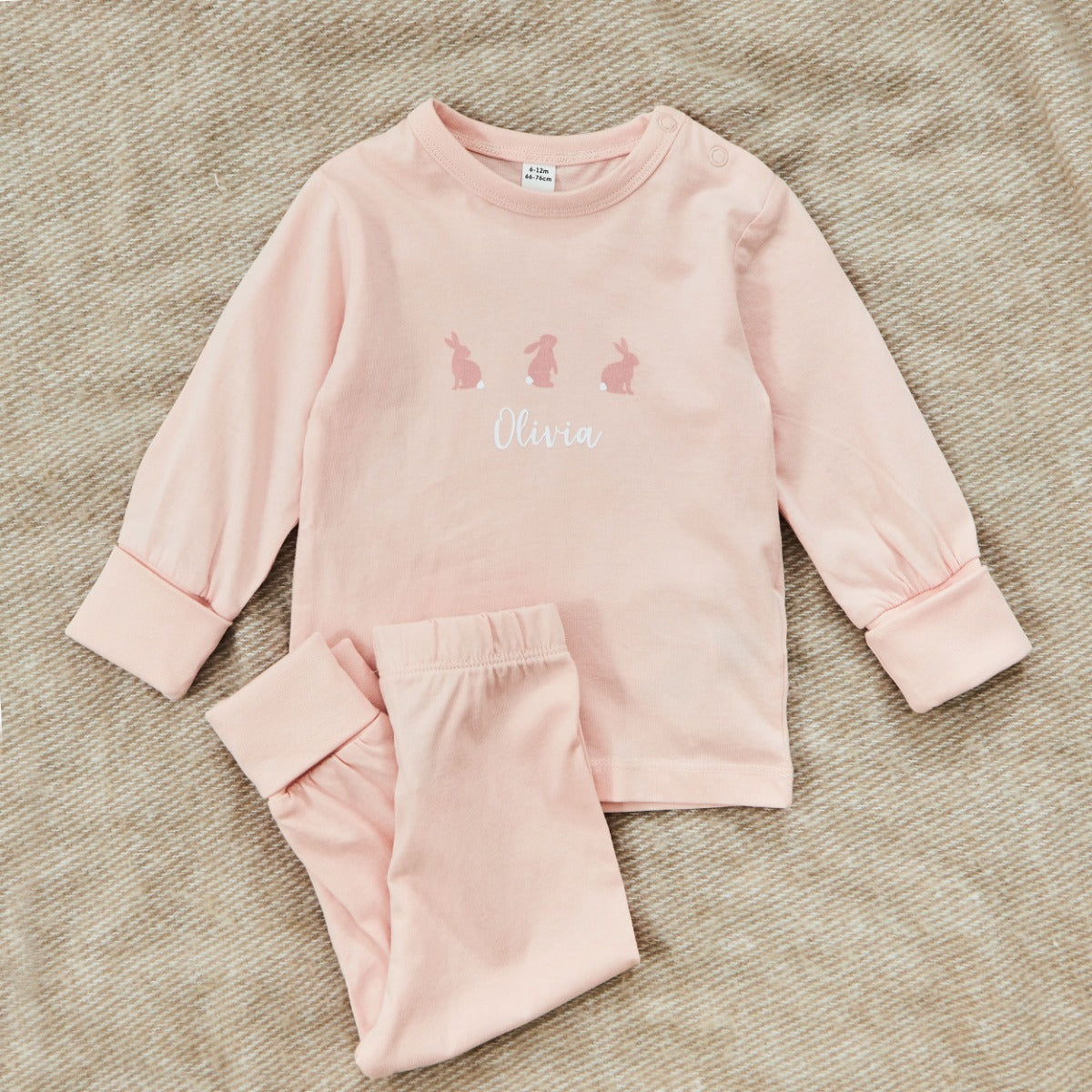 Personalised Pink Bunny Jersey Pyjamas