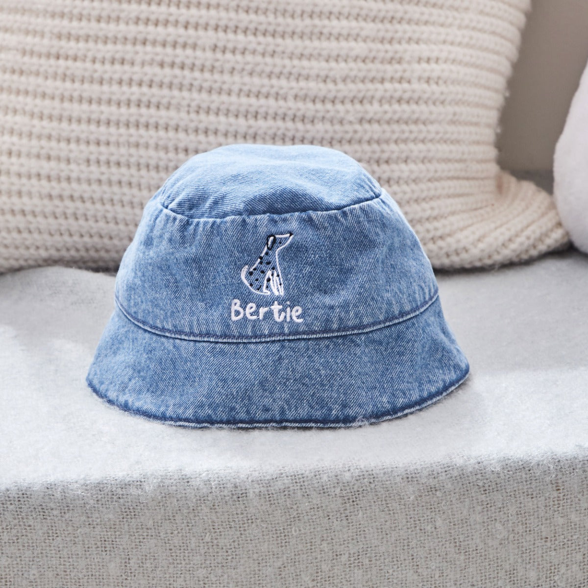 Personalised Dalmatian Denim Bucket Hat 