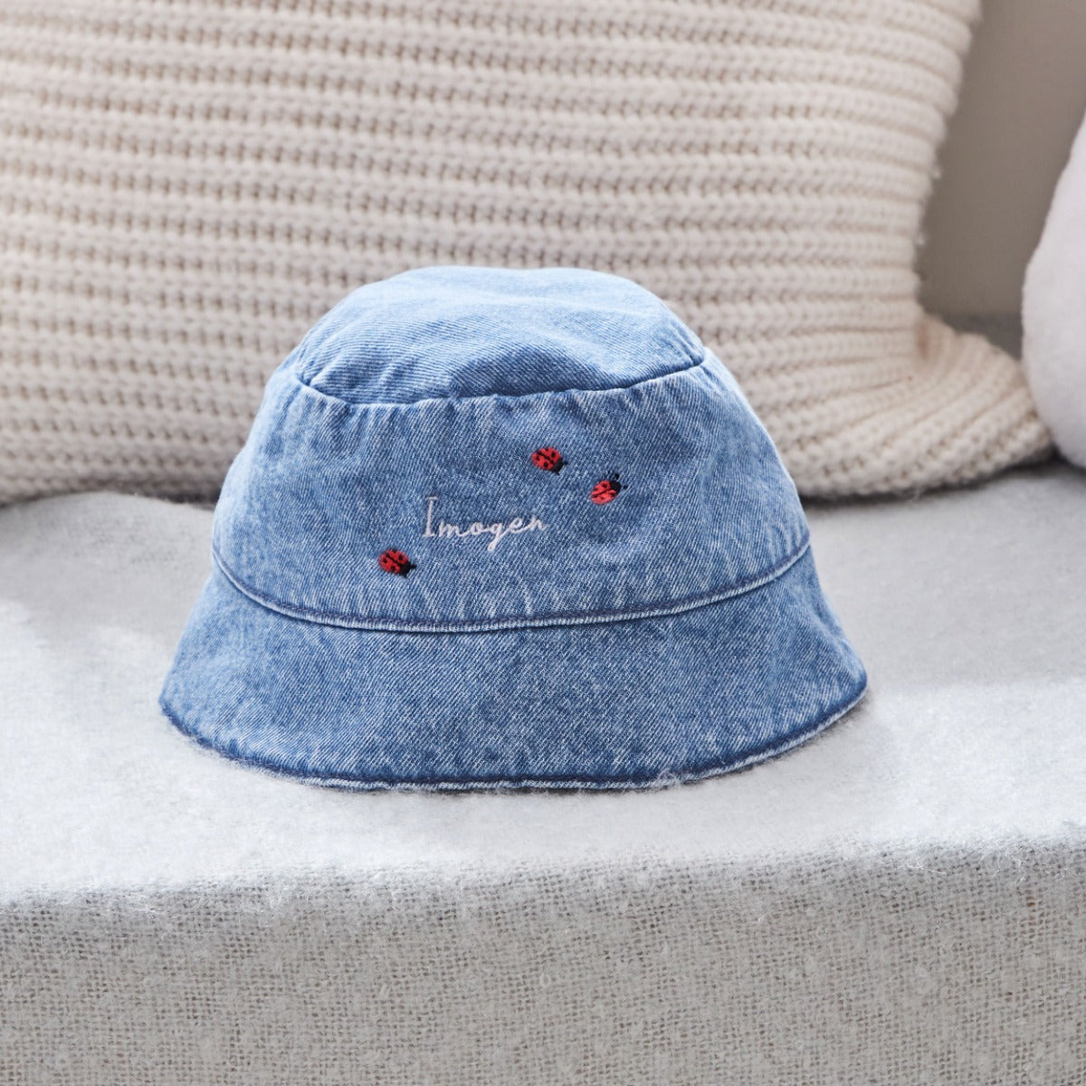 Personalised Ladybird Denim Bucket Hat