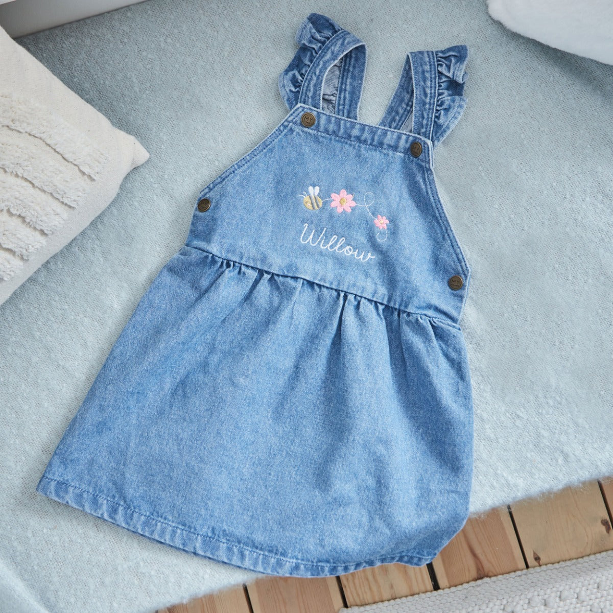 Personalised Bumblebee Denim Pinny Dress