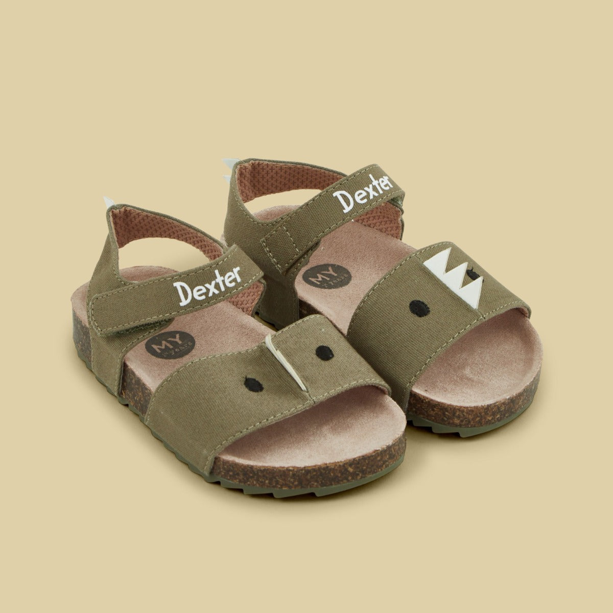 Personalised Green Dinosaur Toddler Sandals