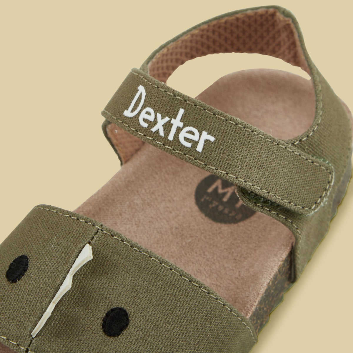 Personalised Green Dinosaur Toddler Sandals