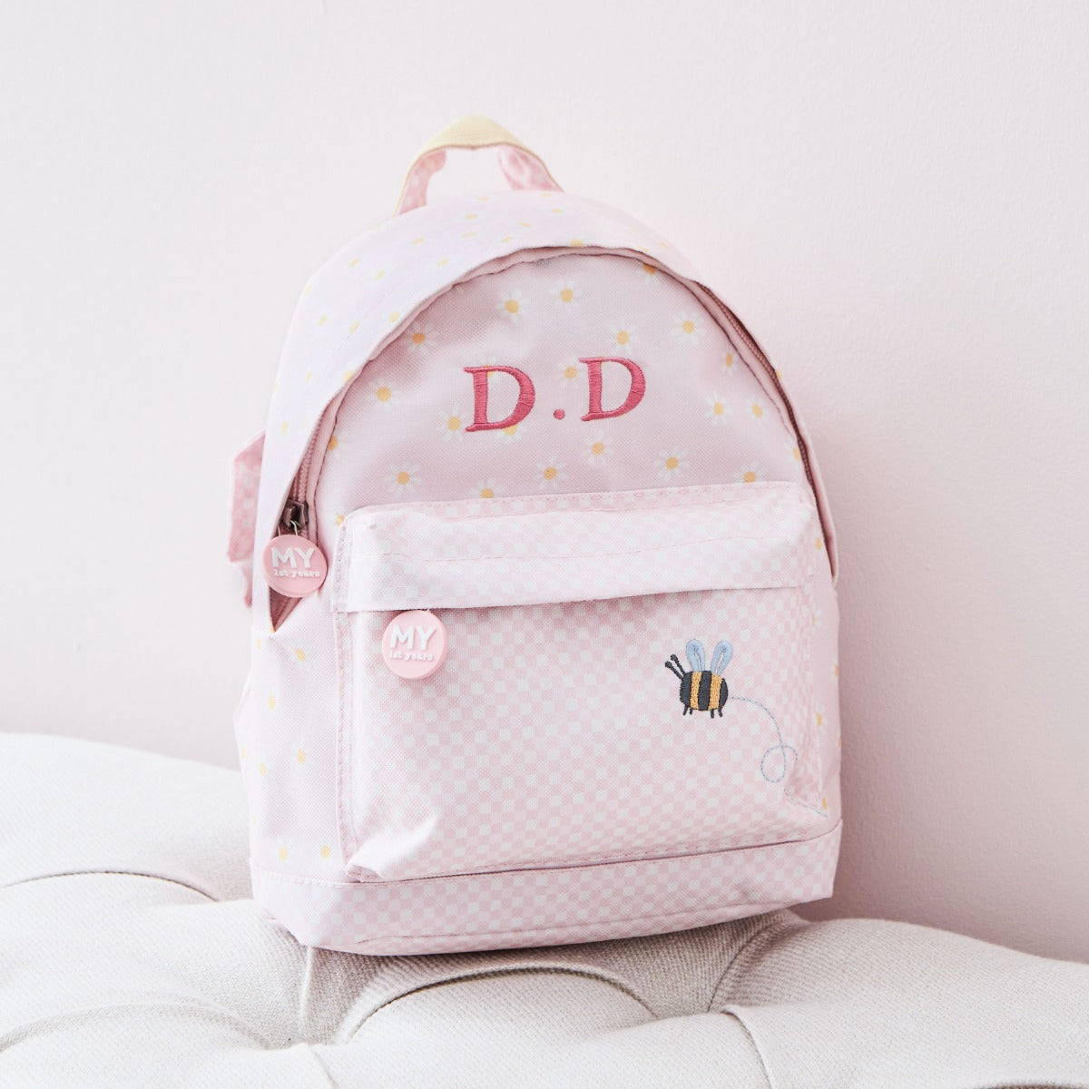 Personalised Gingham Floral Classic Mini Backpack