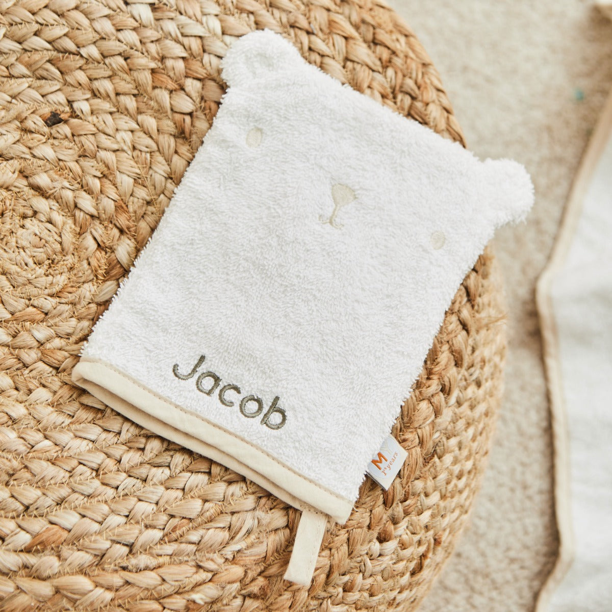 Personalised Ivory Cotton Bath Towelling Mitt