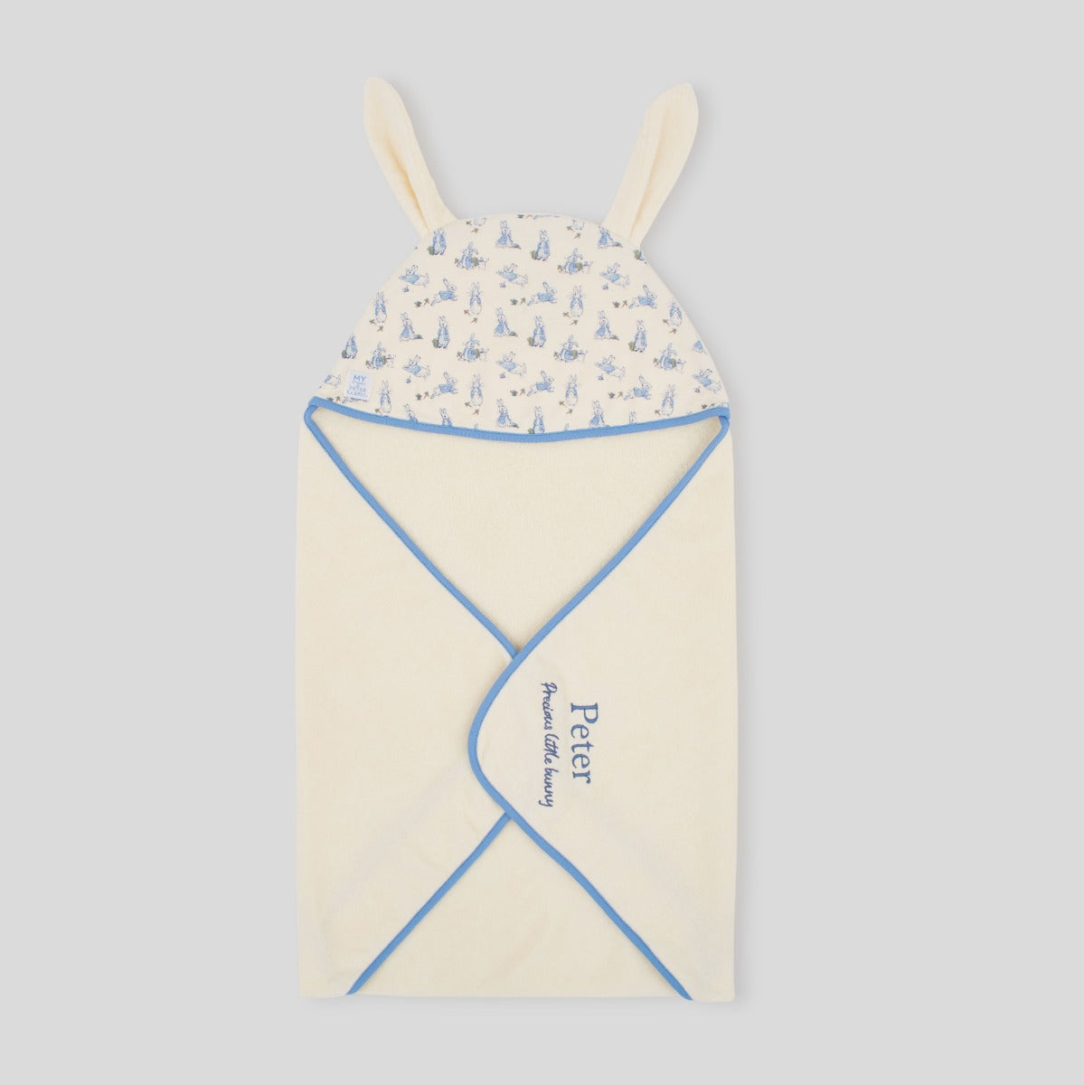 Personalised Cream Peter Rabbit Hooded Towel