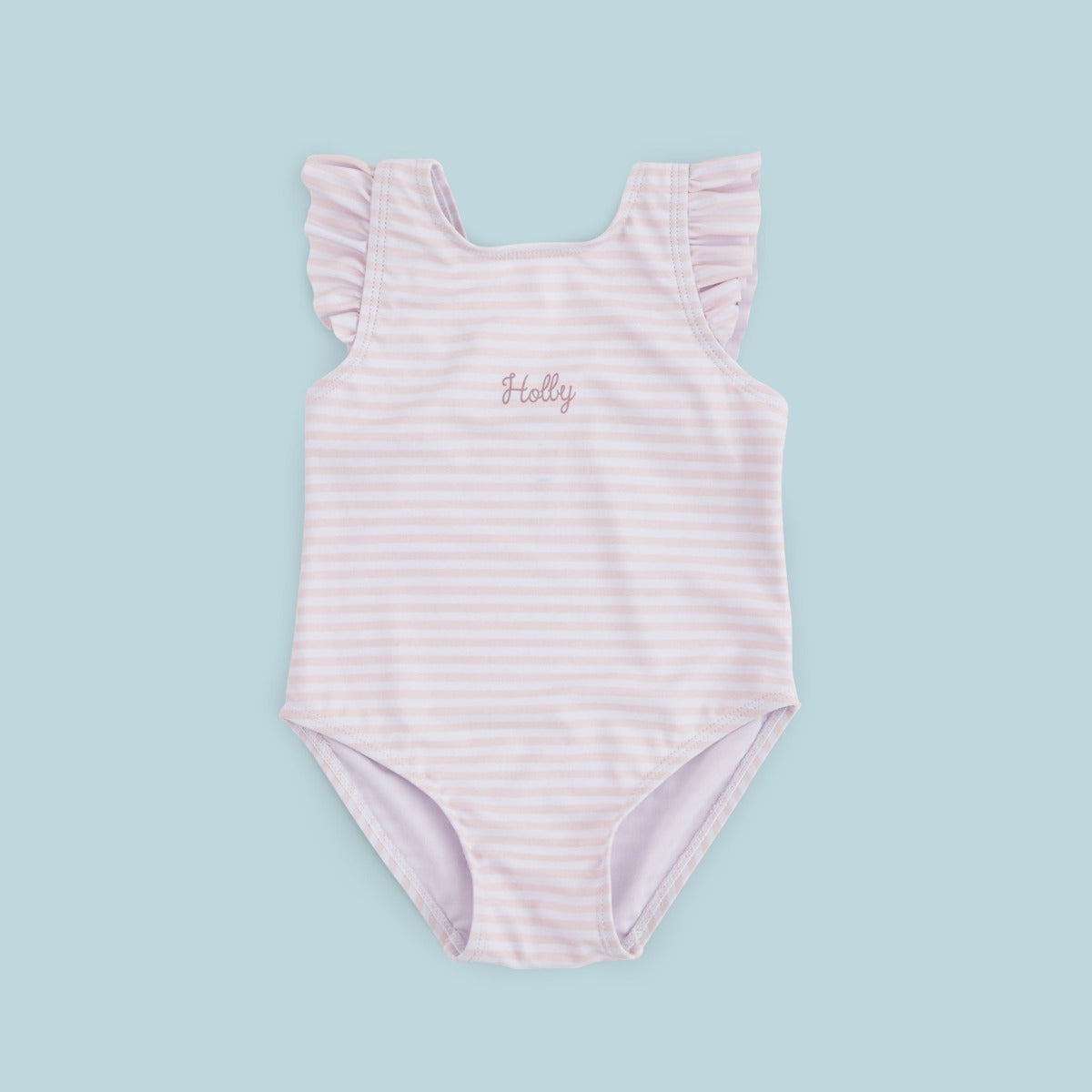 Personalised Pink Striped Swimming Costume