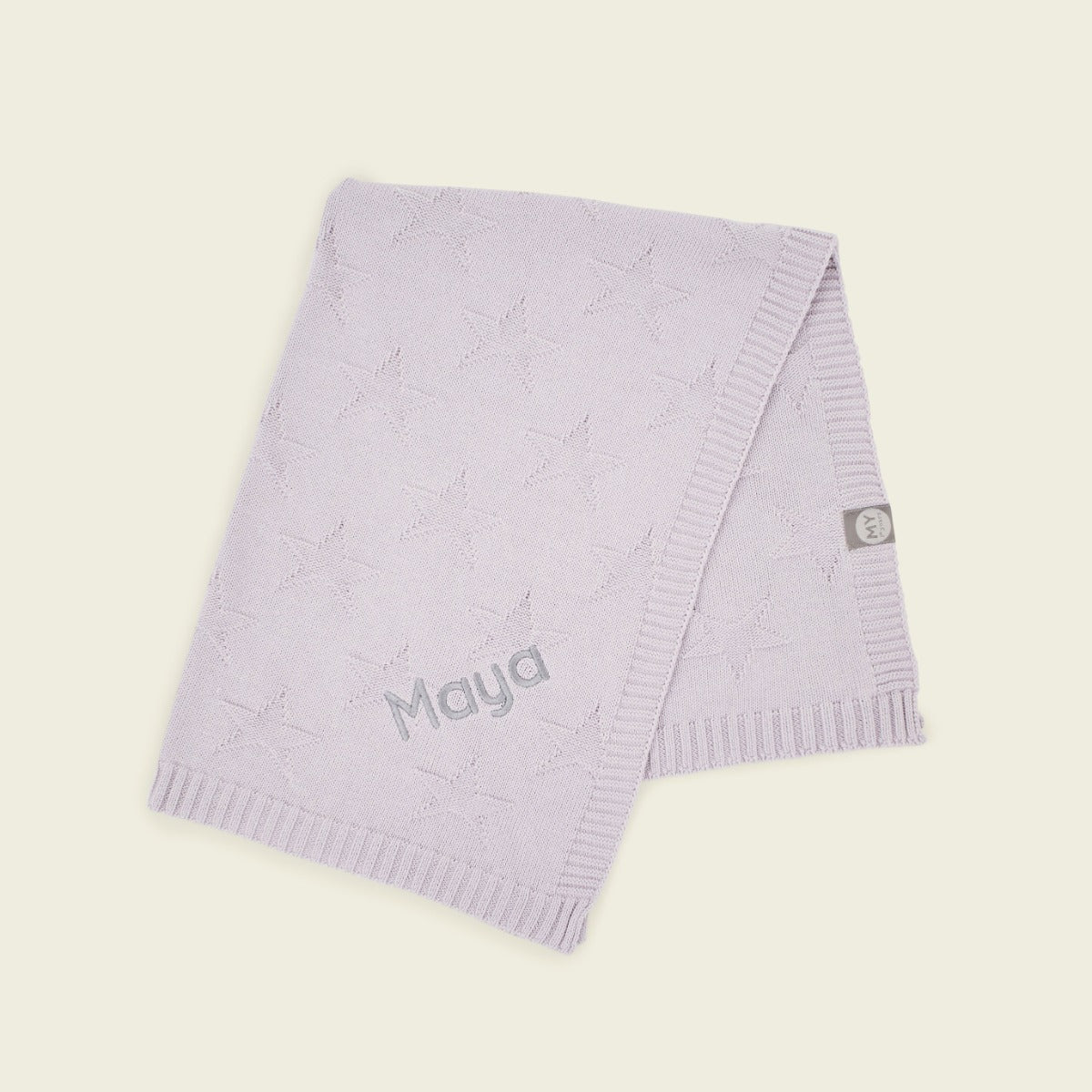 Personalised Lilac Star Jacquard Blanket