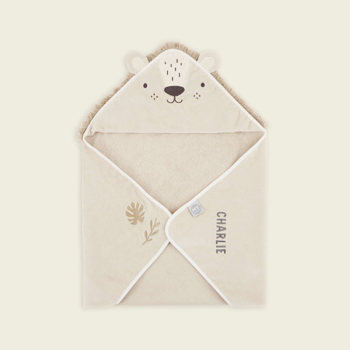 Personalised Cream Lion Hooded Towel