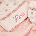 Personalised Pink Hat & Mitten Set