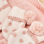 Personalised Pink Hat & Mitten Set