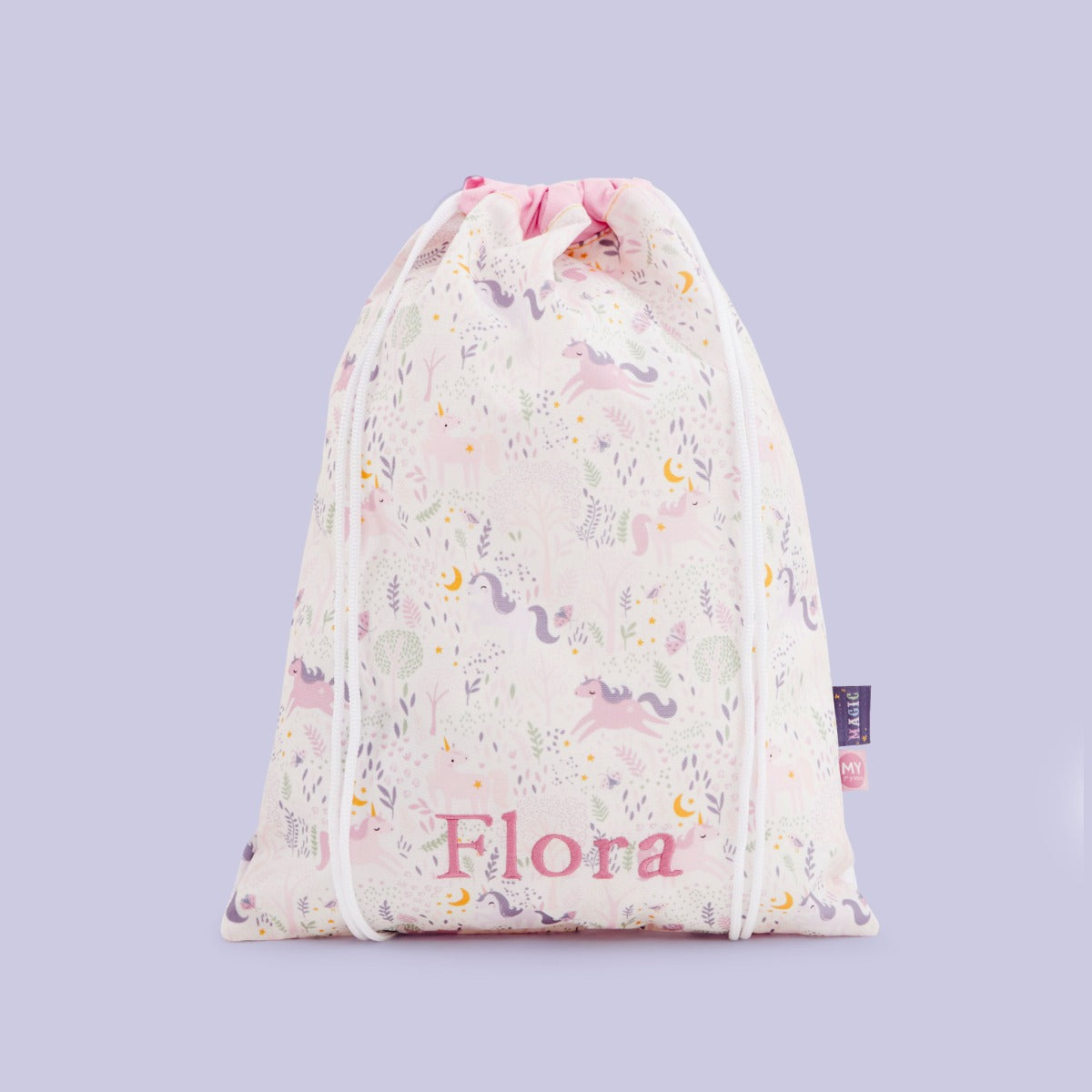 Personalised Pink Magical Unicorn Drawstring Bag