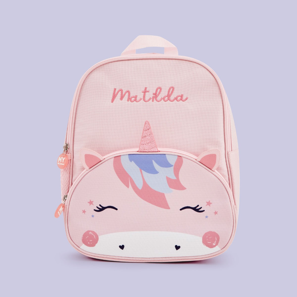 Personalised Pink Unicorn Face Medium Backpack