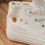 Personalised Bumblebee Kids' Ivory High Top Trainers