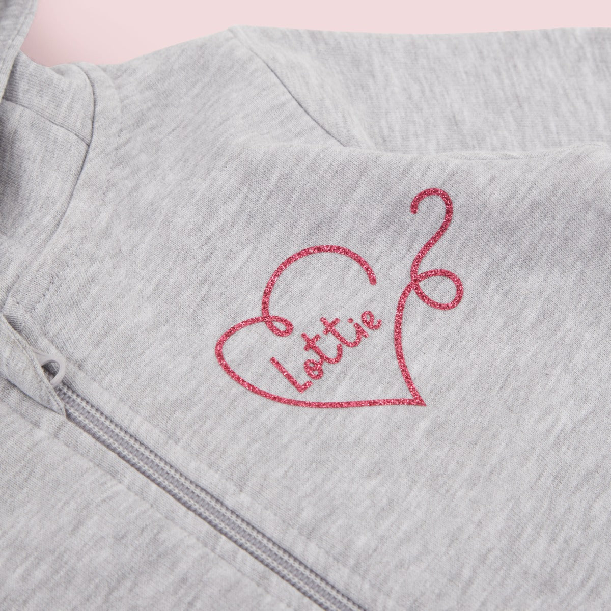 Personalised Heart Design Grey Jersey Onesie