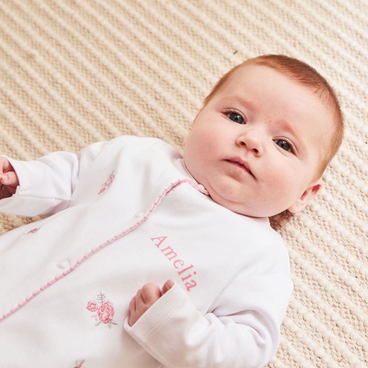 Personalised Floral Jersey Sleepsuit