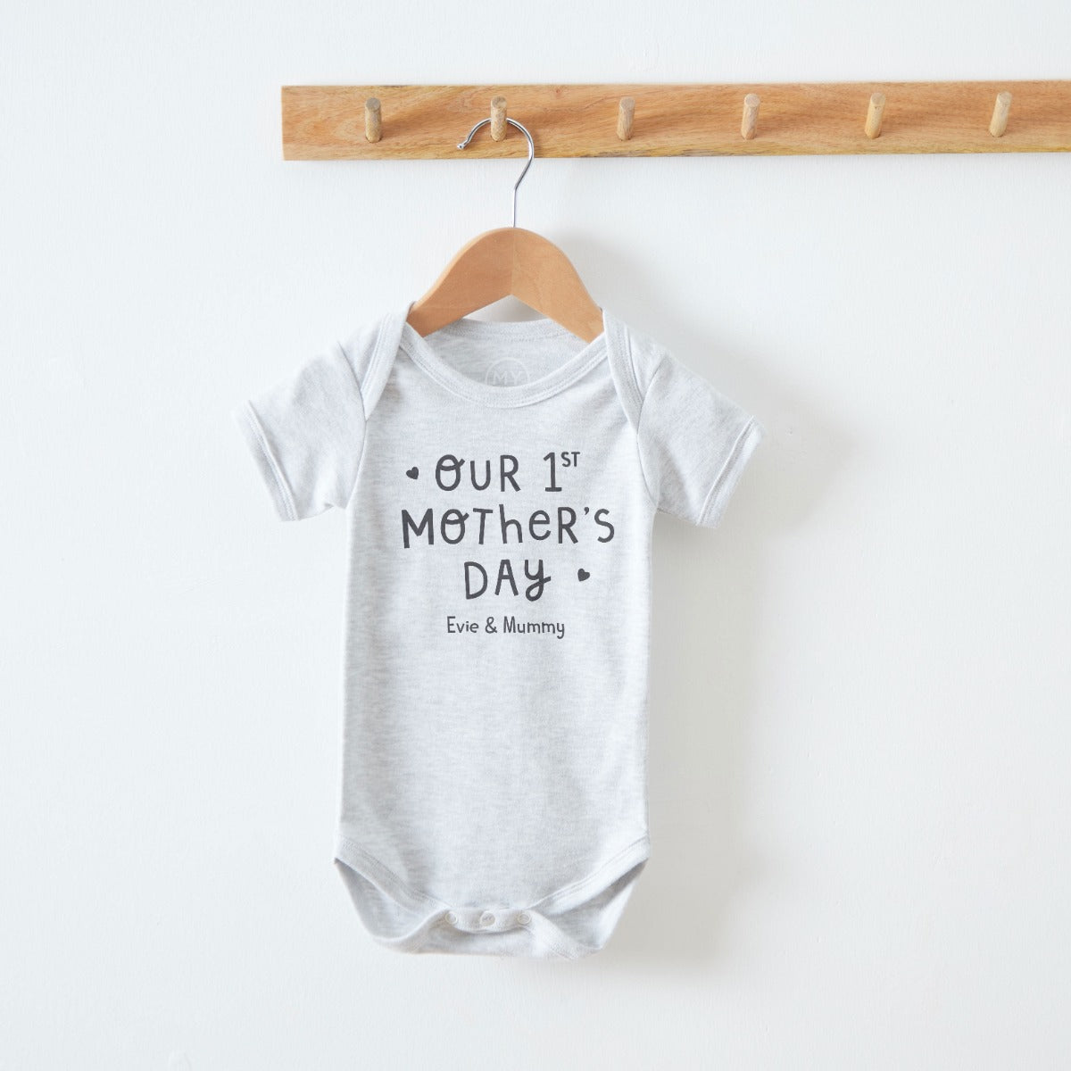 Personalised Grey Our 1st Mothers Day Bodysuit