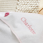 Personalised Pink Gingham Trim Small Hooded Towel