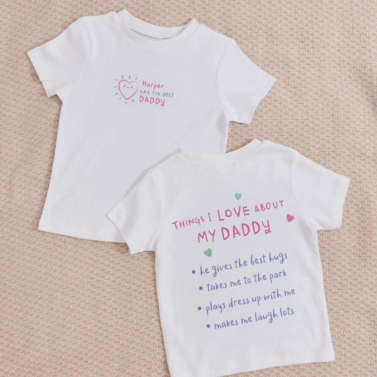 Personalised Things I Love About My Dad T-Shirt in Pink