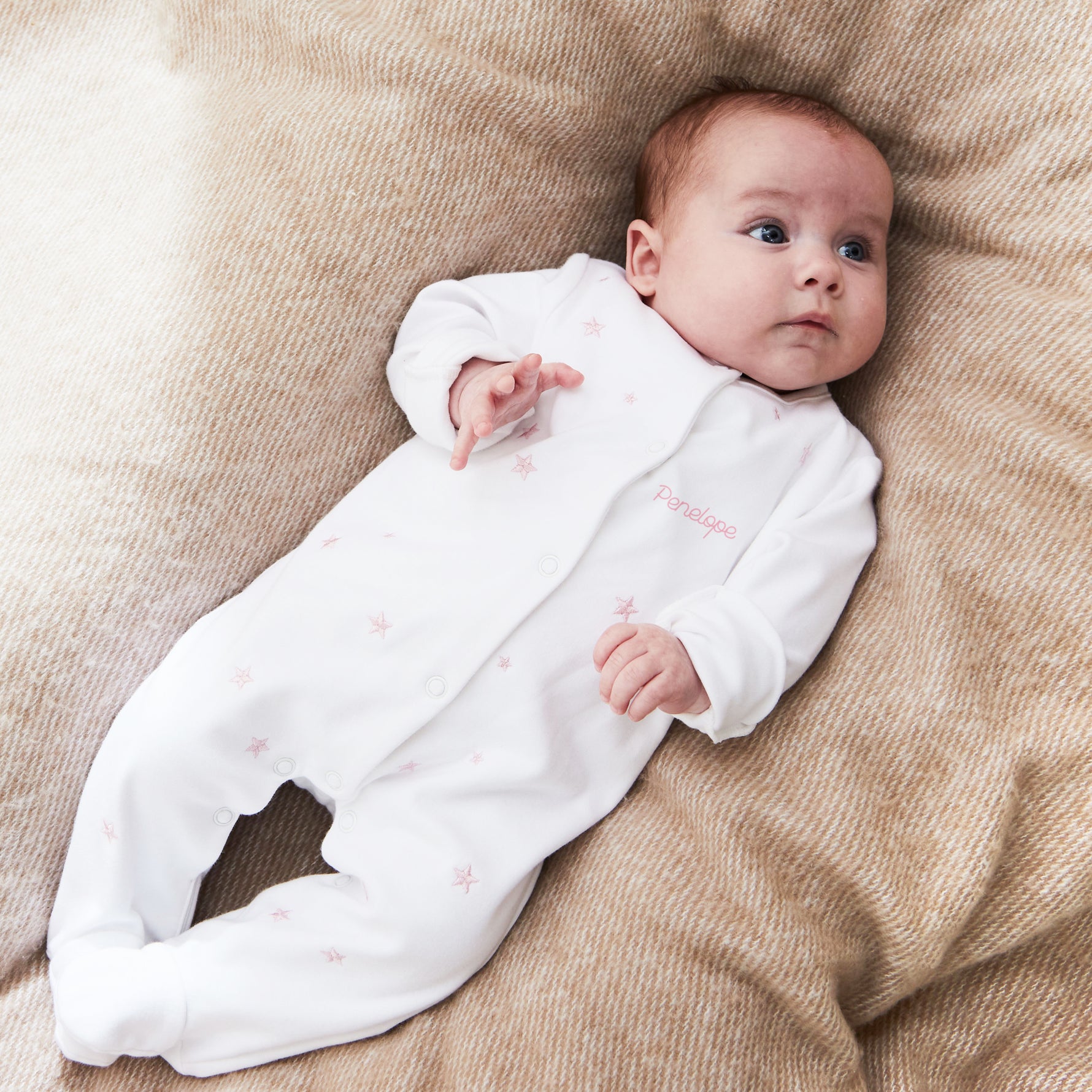 Personalised Pink Star Jersey Sleepsuit
