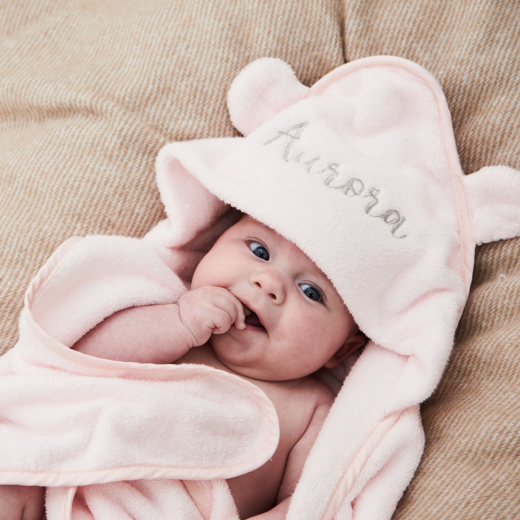 Personalised Light Pink Hooded Towel