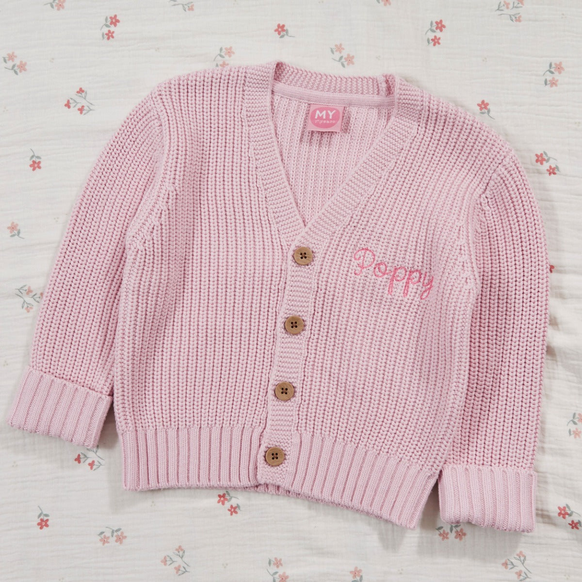 Personalised Front Name Pink Cardigan 