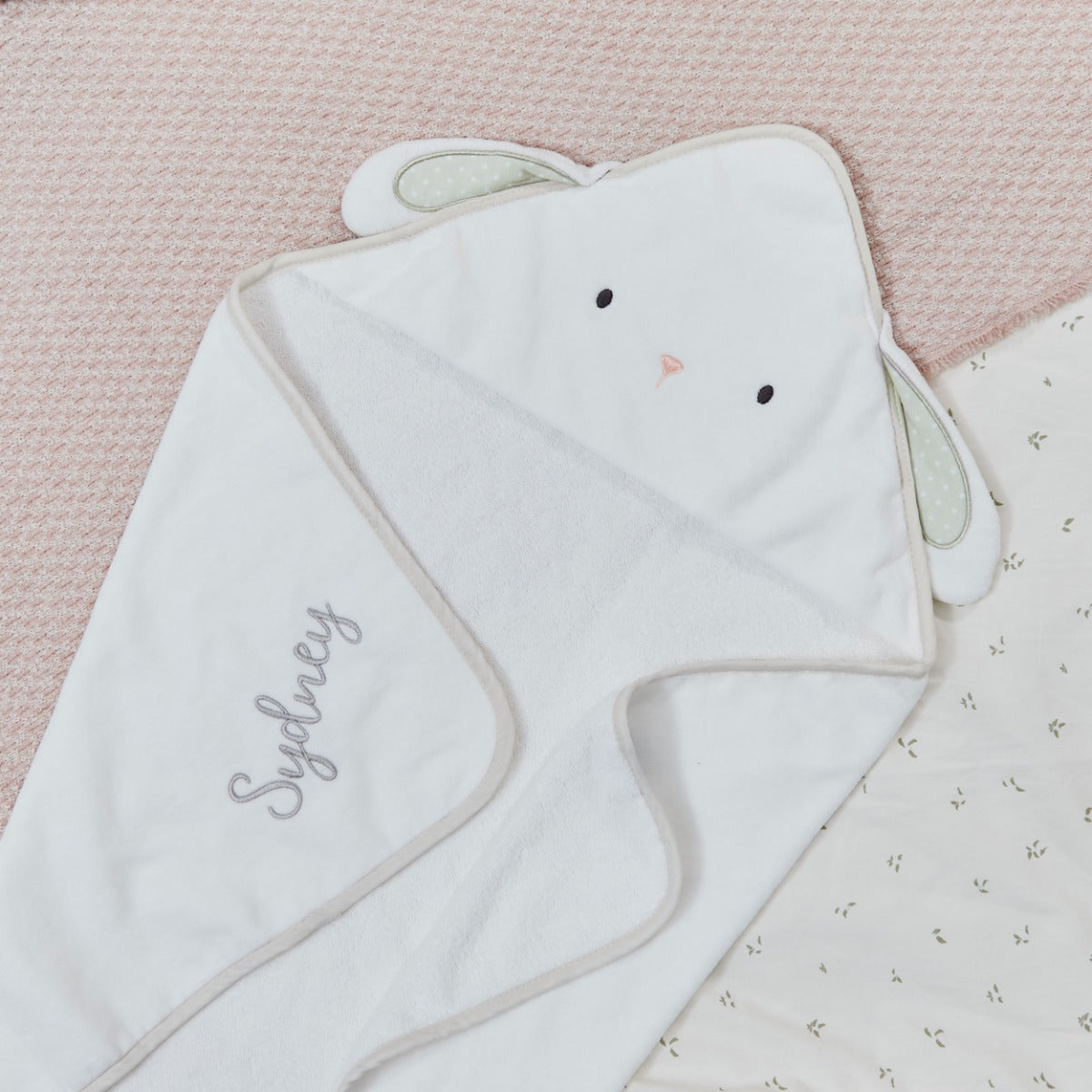 Personalised Ivory Bunny Hooded Towel 