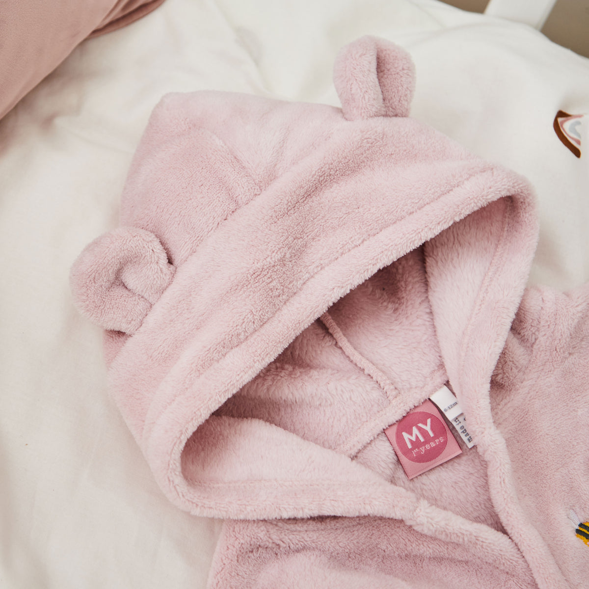 Personalised Bumblebee Design Pink Fleece Robe 