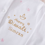 Personalised 'Happy Diwali' Pink Star Sleepsuit