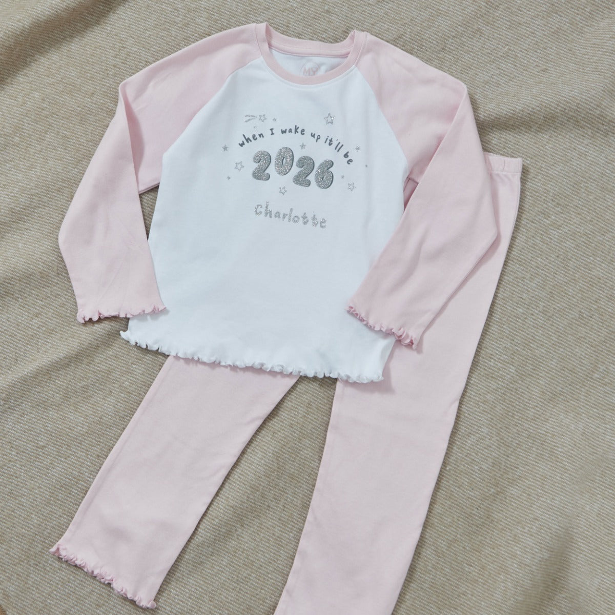 Personalised 2026 New Year Pink Jersey Pyjamas 