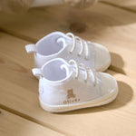 Personalised Biscuit Bear White Baby High Tops