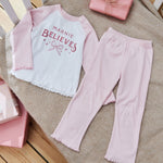 Personalised Believes Bow Jersey Pyjamas
