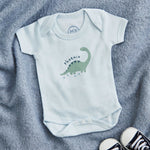 Personalised Blue Dinosaur Baby Bodysuit