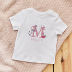 Personalised Pink Floral Initial T-Shirt